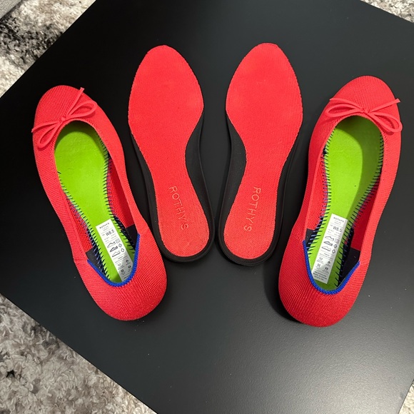 RARE ROTHYS Glamour Red Bow Ballet Flats In Box Womens Size 8-8.5 Rothy’s Shoes - Picture 13 of 16